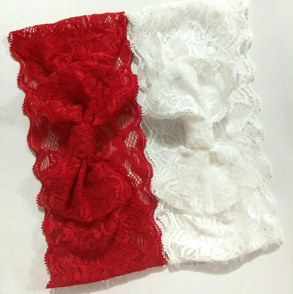 Toddler lace bow headbands set